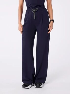 FIGS Ultra High Rise Shelby Wide Leg Scrub Pants Navy Blue Sz Large
